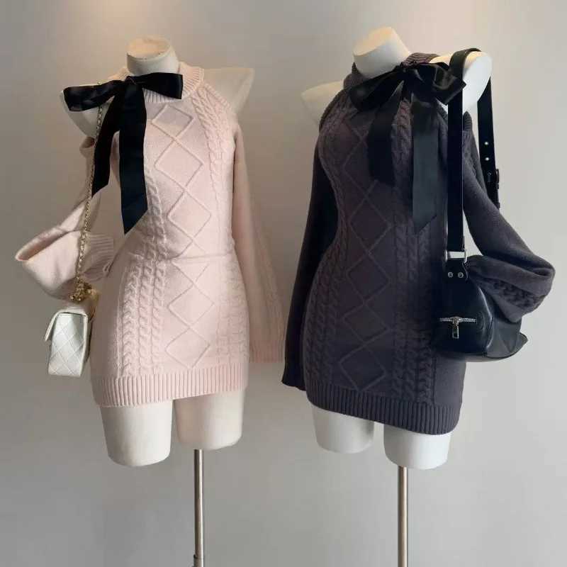 Sexy Bodycon Slim Knitted Dress Solid Elegant Short Party Dress Harajuku Y2k Fashion Dress Woman Chic Design M260304