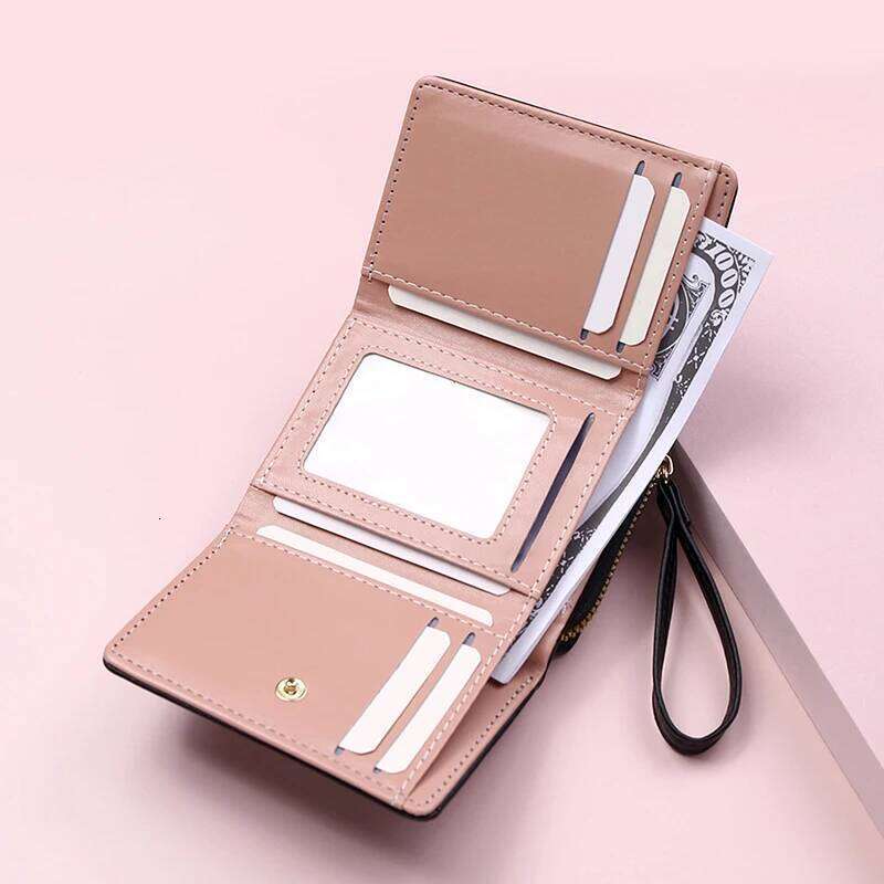 Women's Wallet Tri Fold Card Bag PU Multi Objects Pocket Short Fashion Embroidered Love Pattern Korean Minimalist New 2023 C260304