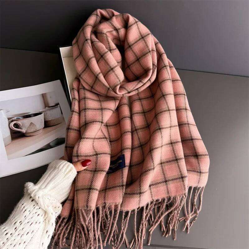 Neck Warmer Scarves For Women Men Winter Thickened Tassel Pashmina Shawl Faux Cashmere Warps Autumn Elegant Ladies Blanket XJ260304