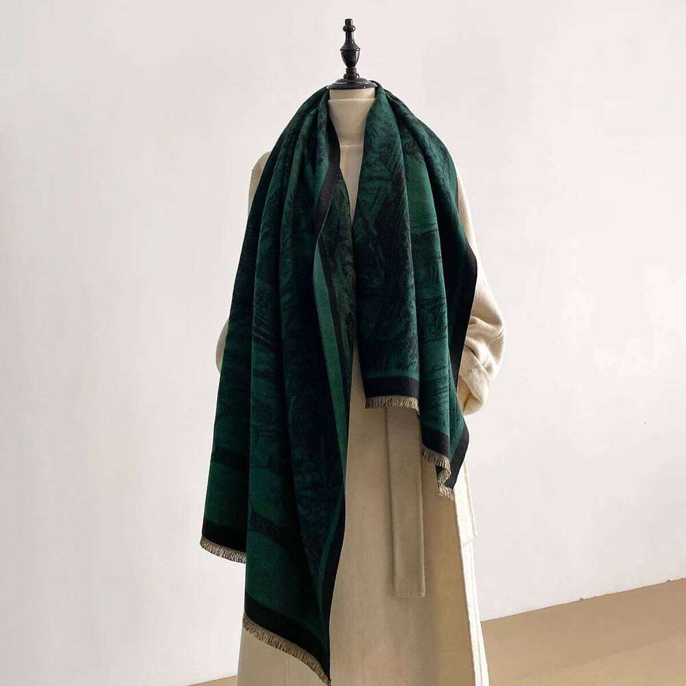 New Luxury 2-Sided Imitation Cashmere Scarf - Ultra Soft Women's Winter Thickened Jacquard Wrap Shawl with Stylish Patterns XJ260304