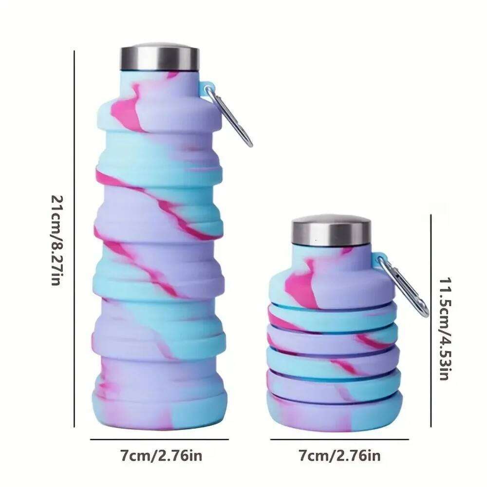 Collapsible Bottles Portable Leak-proof Travel Water Bottle With Carabiner For Gym Traveling Camping Hiking S260303