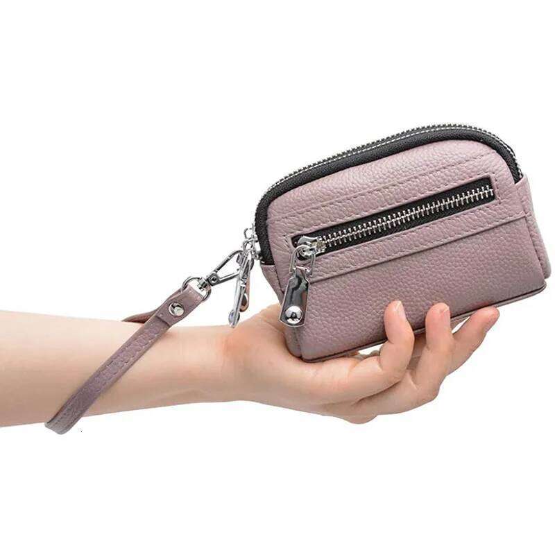 fashion women wallet genuine leather double zipper coin purse pouch bag C260304