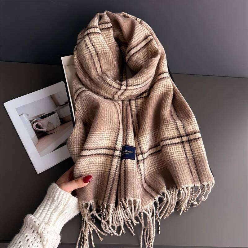 Neck Keep Warm Scarf For Women Men Winter Thickened Tassel Pashmina Shawl Faux Cashmere Warps Autumn Elegant Ladies Blanket XJ260304