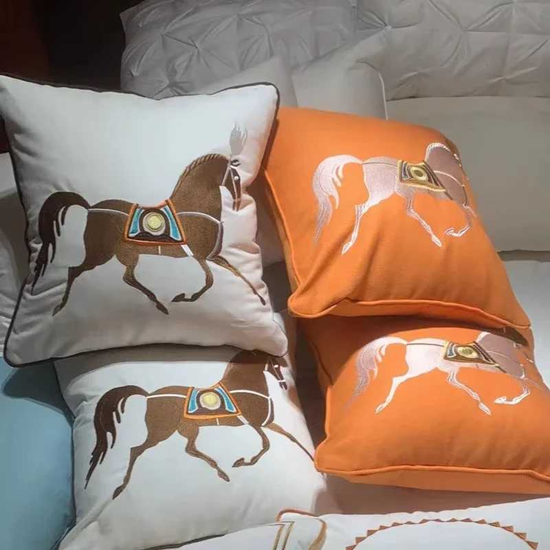 Horse Embroidery Pillow Cover, Luxury Decor for Couch Sofa, No Insert IncludedT260304