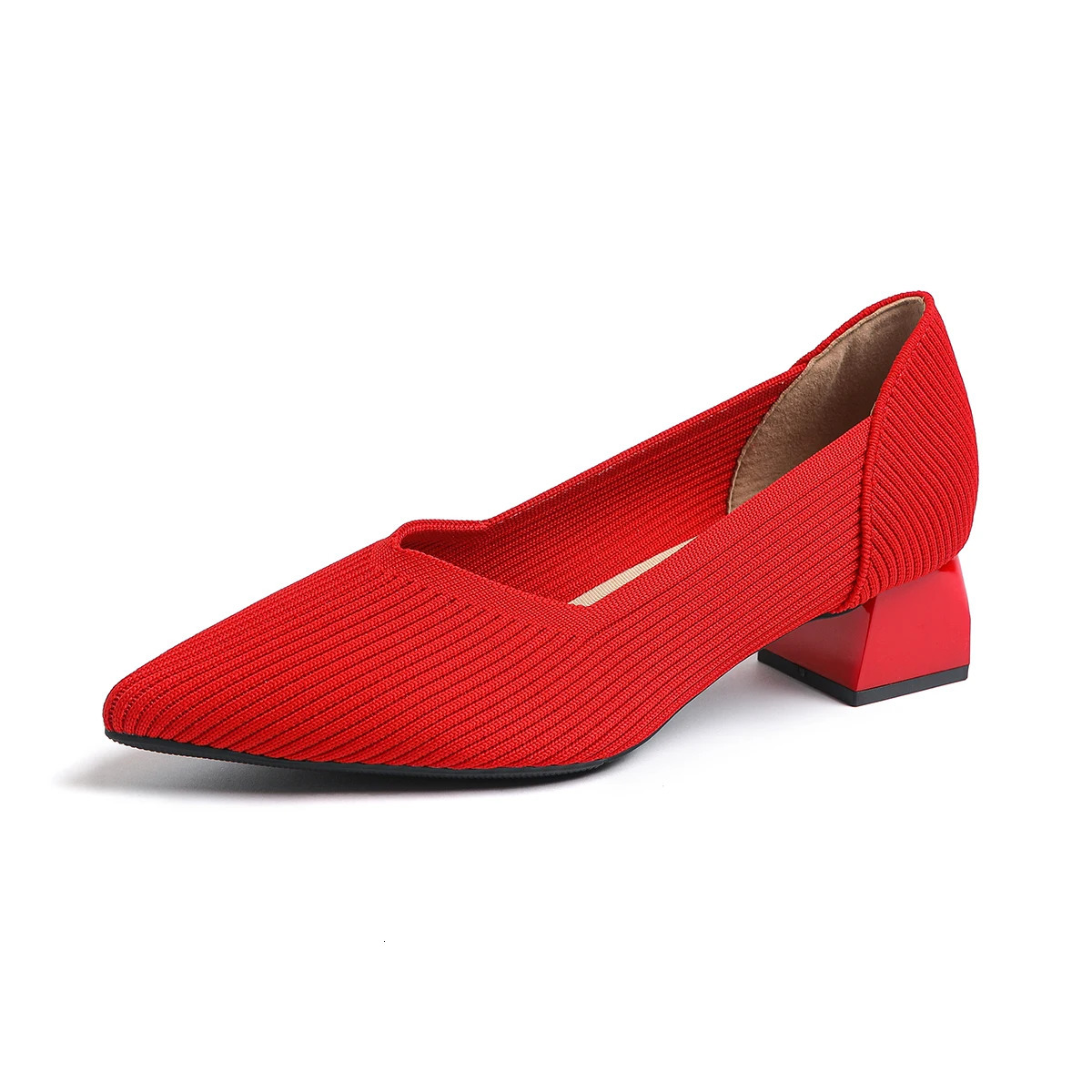 Square heel casual shoes for women flying woven single shoes 260306