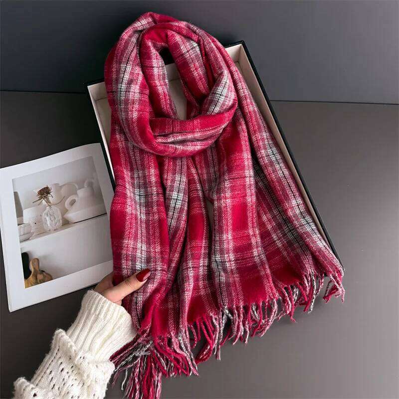 Neck Warmer Scarf For Women Men Autumn Luxury Thickened Tassel Pashmina Shawl Faux Cashmere Warps Winter Ladies Blanket XJ260304