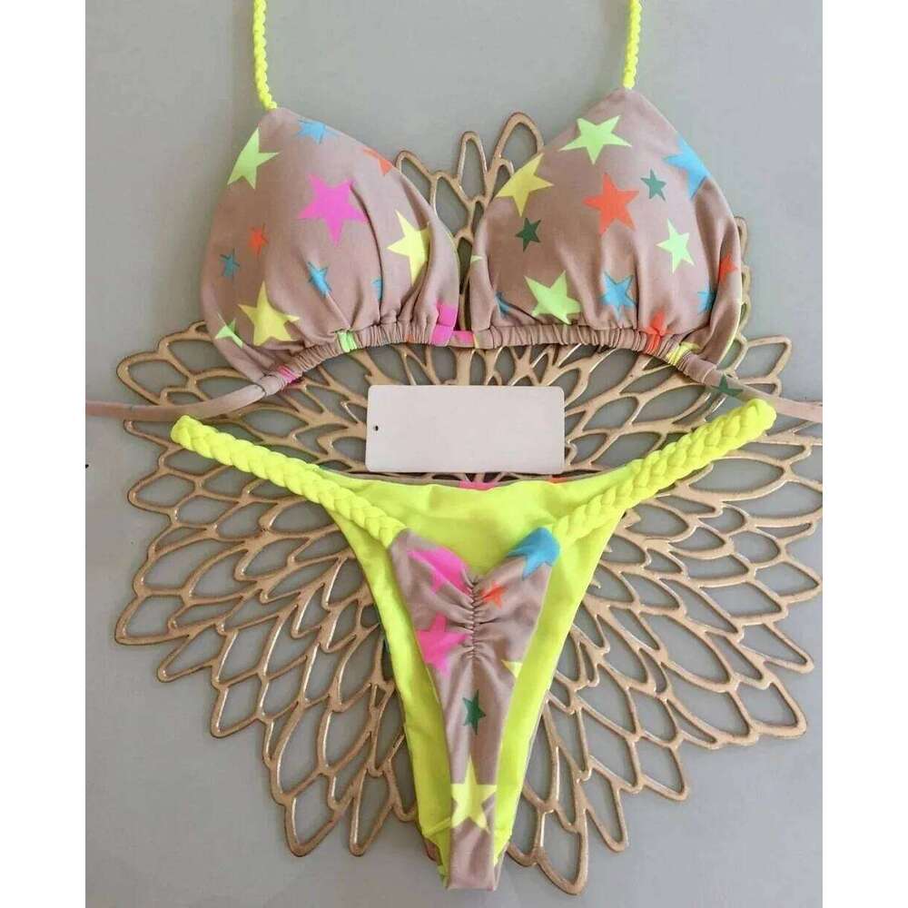 New Women's Bikini Split Print Swimwear Fashion G-string Beach Holiday Y260303