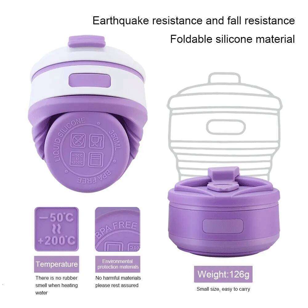 350ML Mugs Travel Collapsible Silicone Cup Folding Water BPA FREE Food Grade Drinking Ware Mug Tea Coffee Cups S260303
