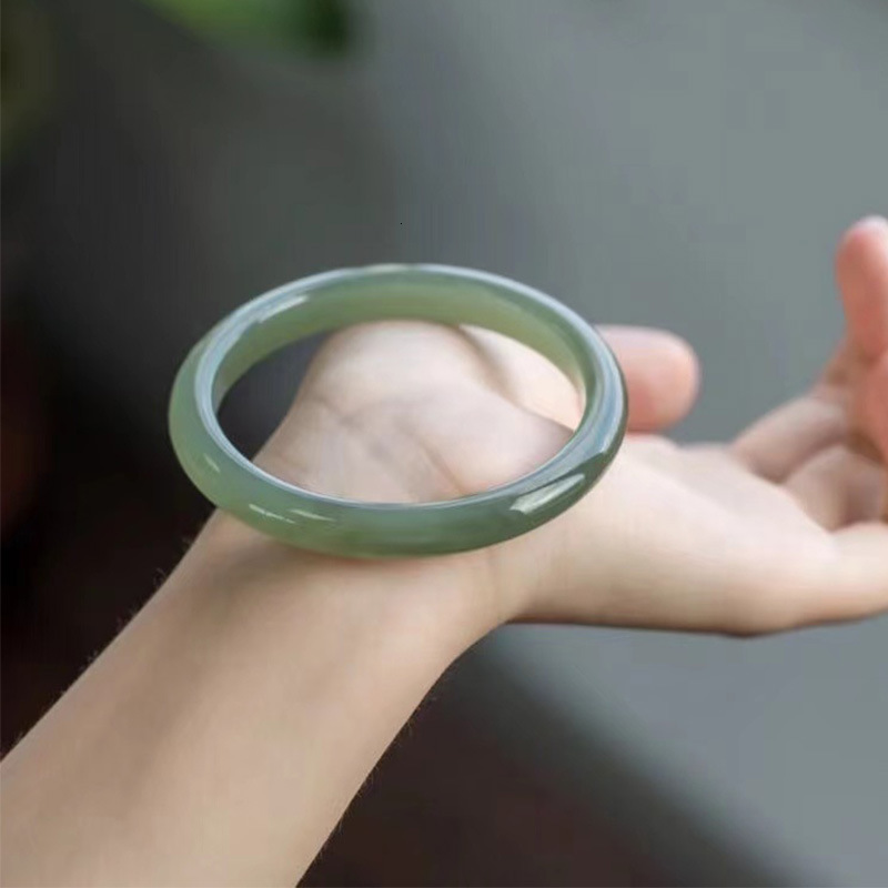 Natural Original Ecological Pattern Fine Myanmar Emerald Green Bangle 54mm-64mm Womens Jade Bracelet Send Girlfriend Send Mom 250318