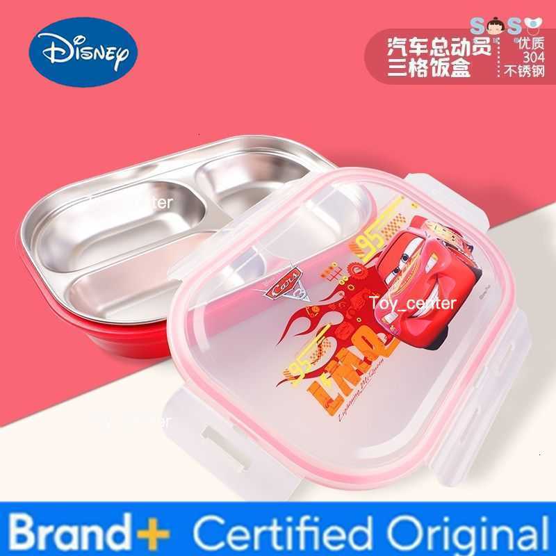 Disney Mickey Minnie Cutlery Three Grid Lunch Box Frozen Princess Cartoon Cute Pattern Stainless Steel Student Lunch Box Cutlery H260304