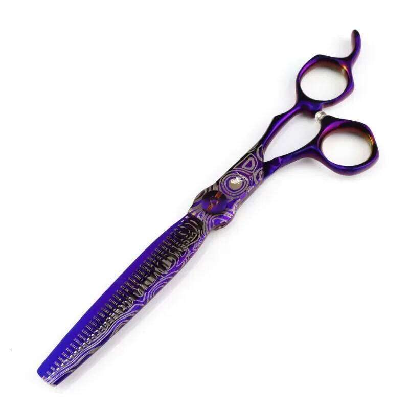 Upscale hair scissors, cutting barber tools, haircut thinning shears, 7 inches purple Damascus scissor H260303