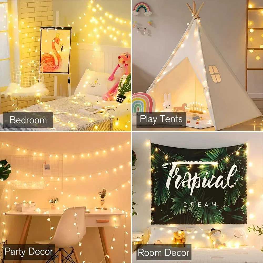 Star String Lights 3m/6m LED Fairy Twinkle Light USB Powered Warm White for Birthday Party Wedding Christmas Home Decor H260304