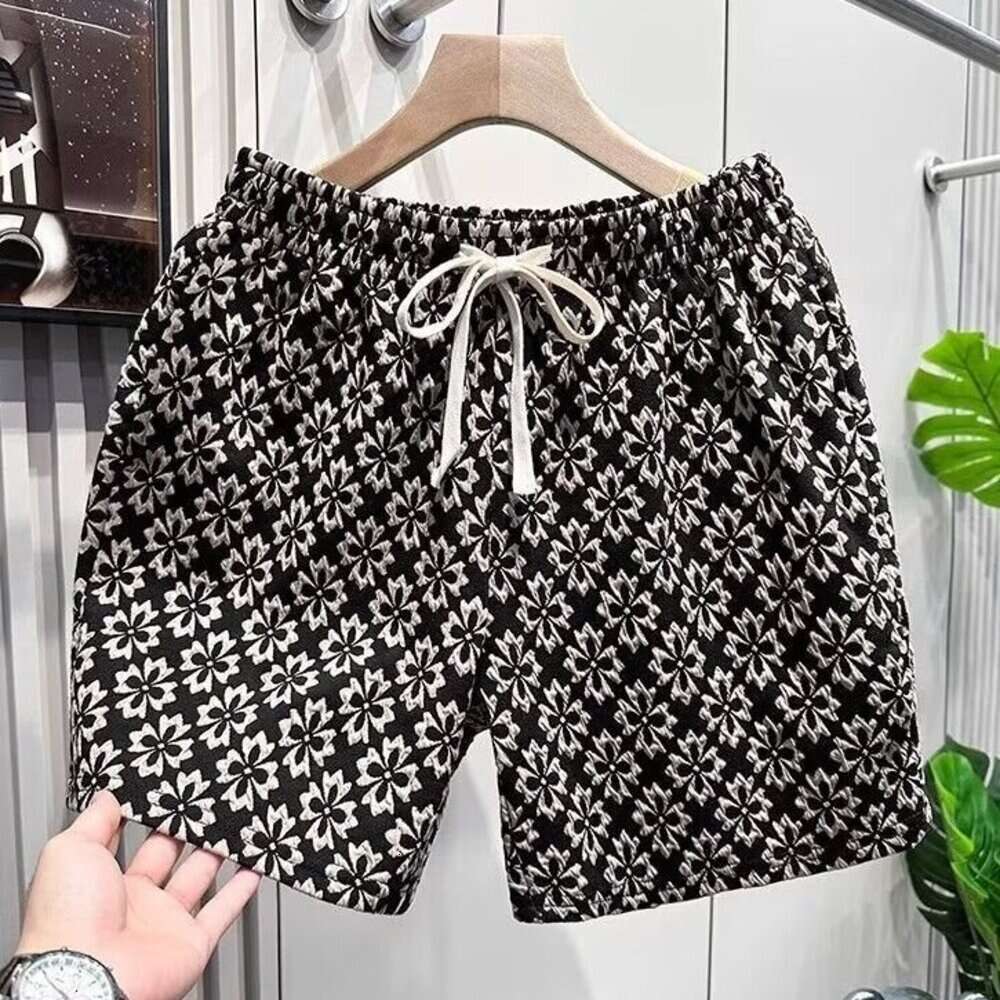 Free Shipping Shorts Clothing Light Trendy Houndstooth Loose Four Quarter Retro Casual Pants Men's Summer Sports pants