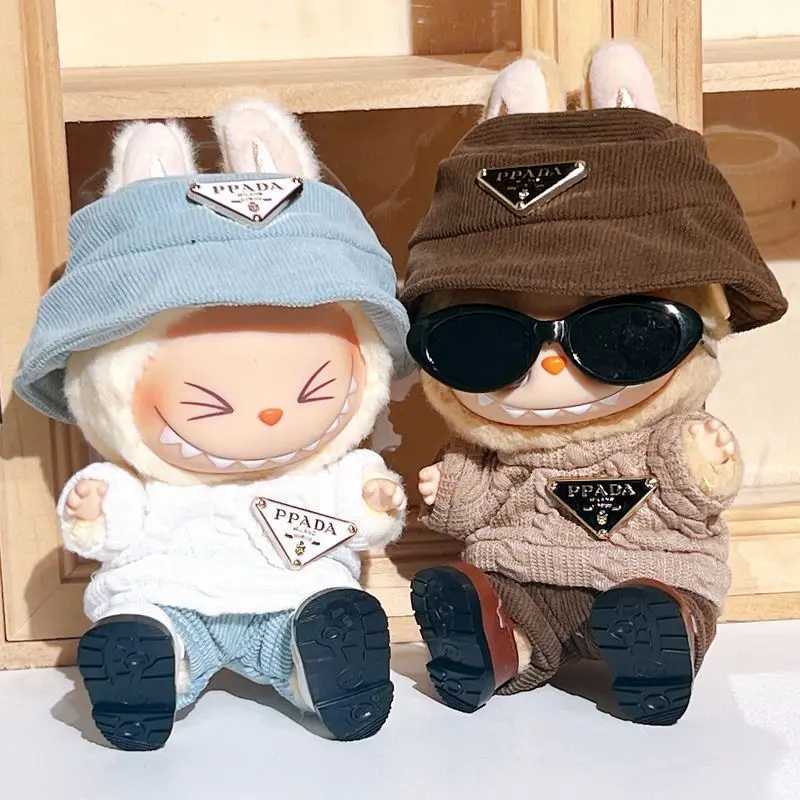 Labubu 1st/2nd Gen Purple Triangle Sweater Set, Corduroy Hat & Overalls for Sitting Party AccessoriesT260304