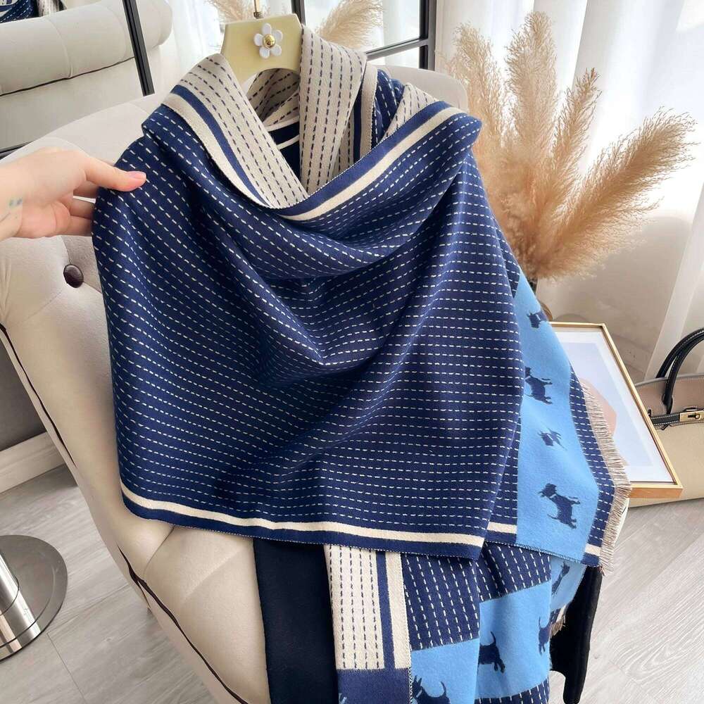 Warm Geometric Striped Jacquard with pashmina shawl Cashmere Fringe for Autumn and Winter Coldproof Windproof Scarf XJ260304