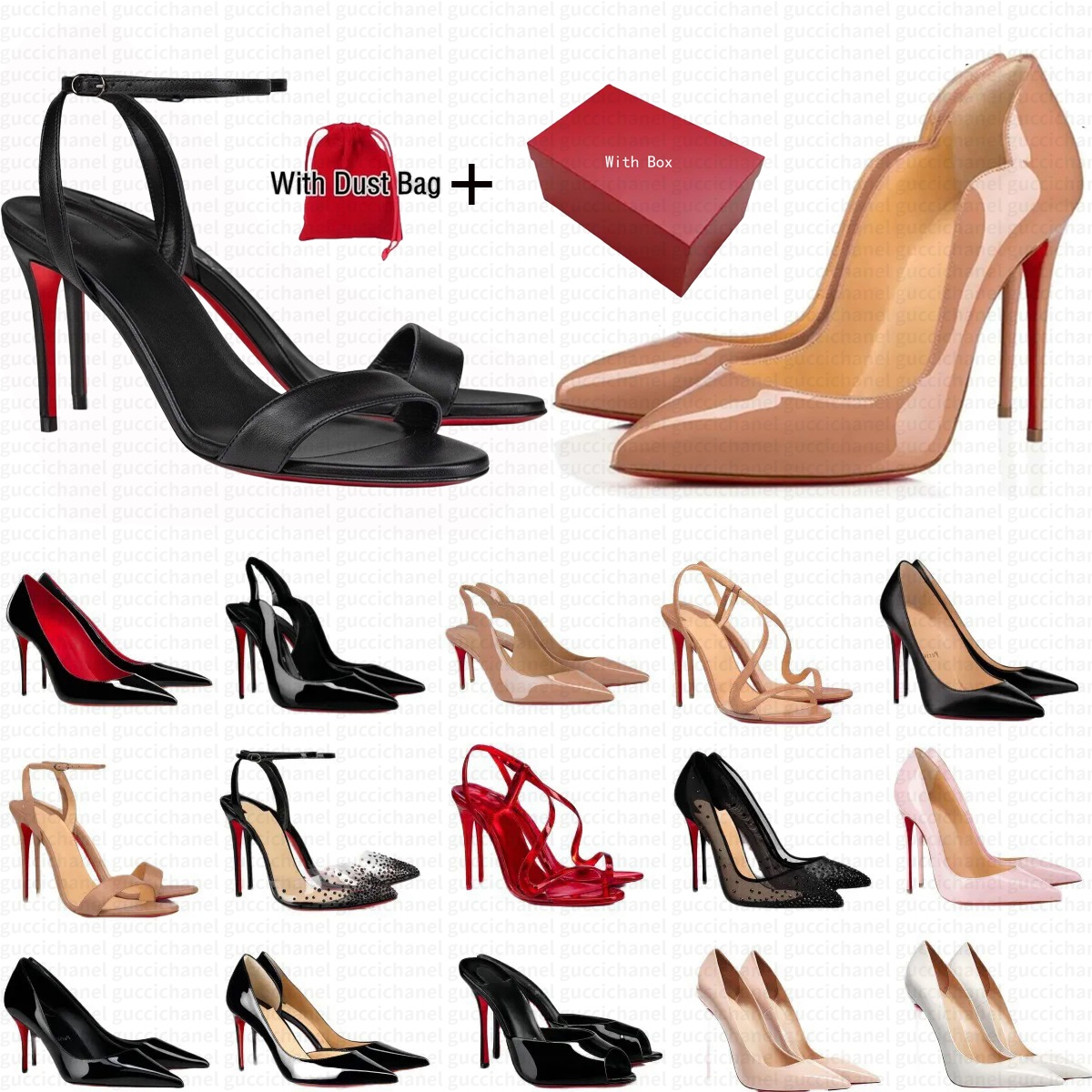 New Brand Womens High Heels Shoes Designer Red Soled Peep Pointed Toe Platform Sandals 6cm 8cm 10cm 12cm Nude Black Patent Stiletto Real Leather Woman Pumps Heel 35-43