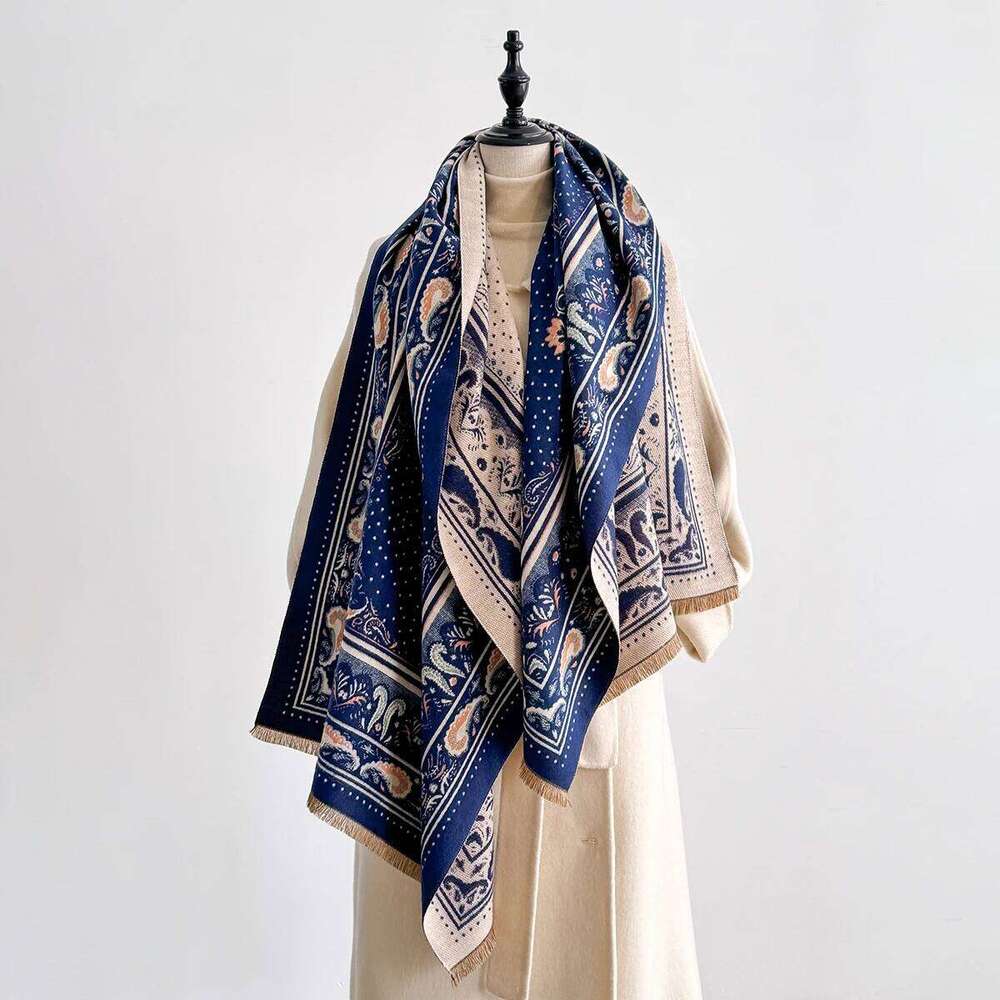 Women's Faux Cashmere Winter Scarf - Paisley Patterned Thick Warm Blanket Scarf, Fashionable & Luxurious Cashew Flower Scarves XJ260304