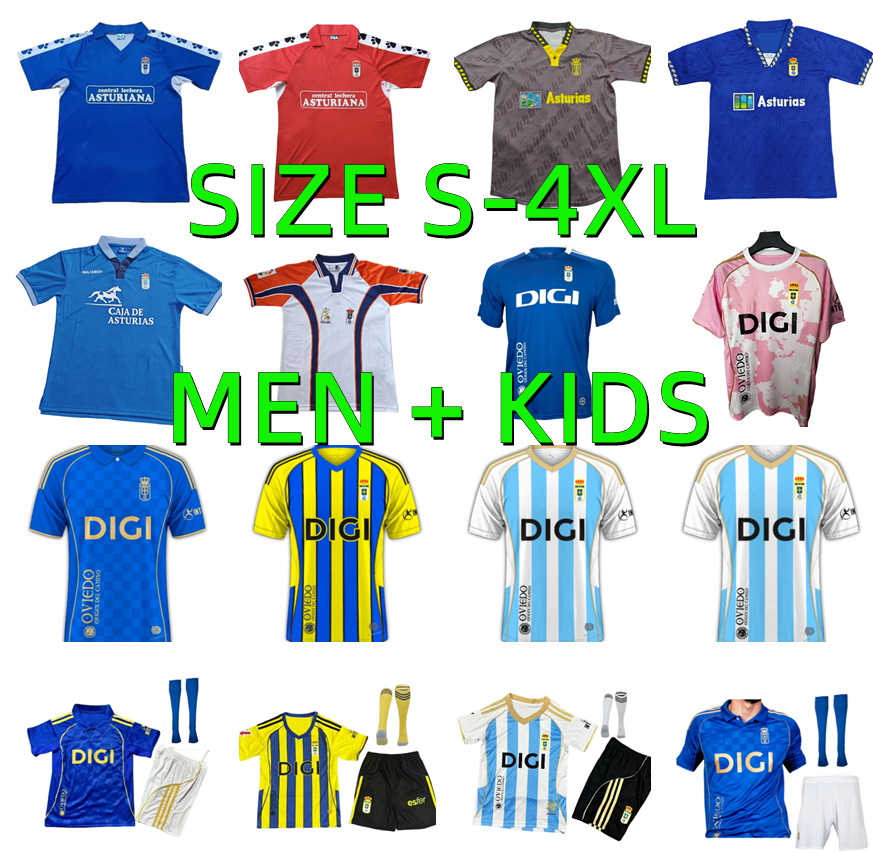 24 25 26 Real Oviedo Mens Soccer Jersey 1990 1991 1992 1995 1996 Retro JIMMY S. CAZORLA BORJA CAMARASA HUGO ALEMAO SEOANE MOYANO ROMARIO 2025 2026 Men kids Football Shirt