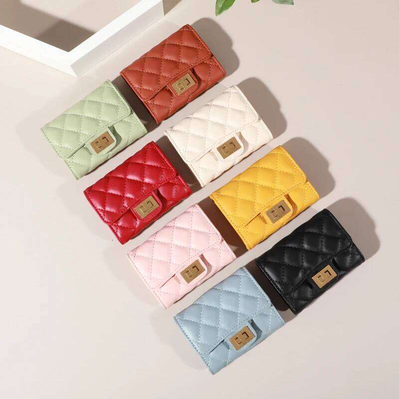 Multiple Slots Diamond Lattice Holder Women's Exquisite Short Wallet Coin Purse Large Capacity Card Cash Storage Pouch C260304