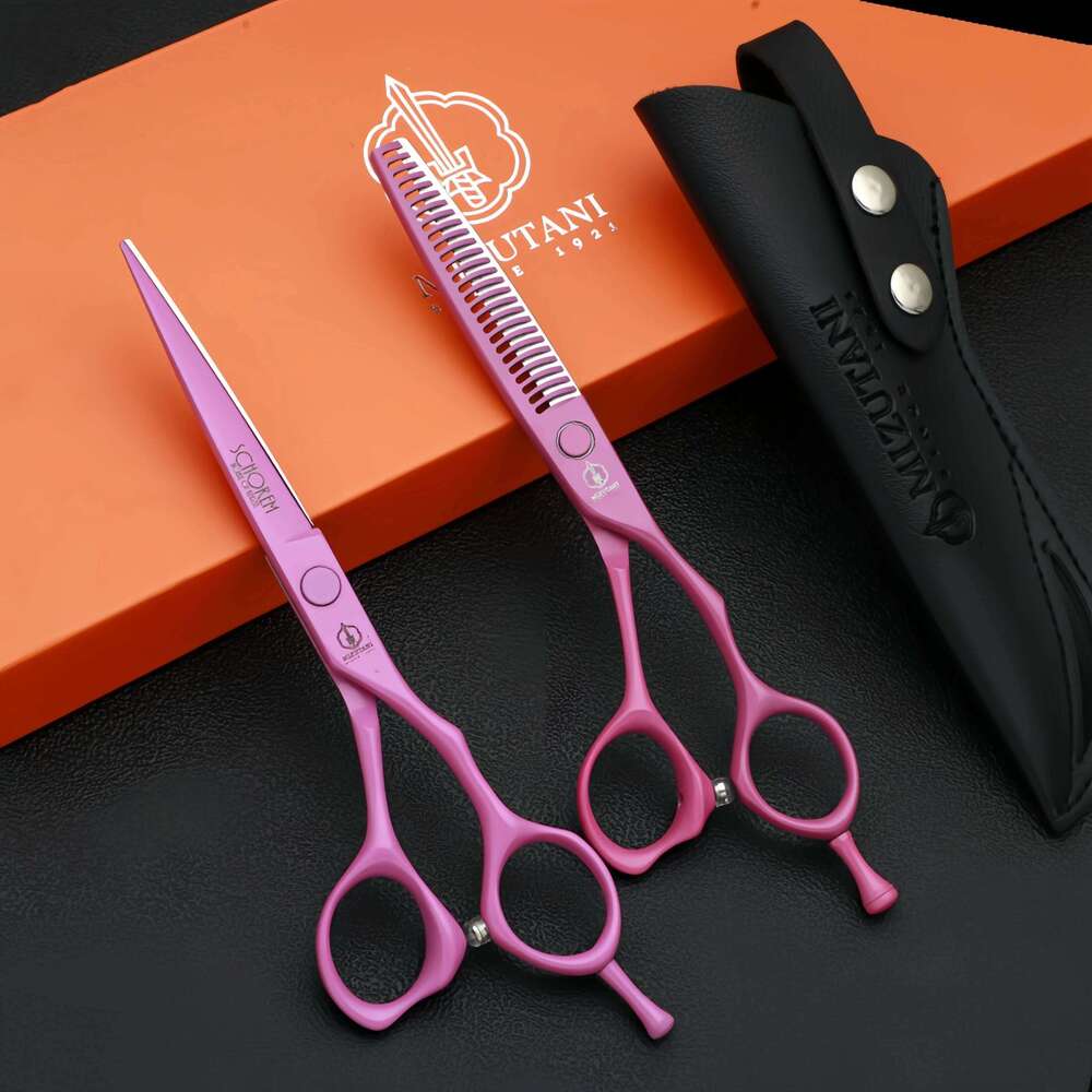Professional Hair 5.5/6.0 pink inch Barber Scissors Japanese handmade VG10 steel Super sharp and wear-resistant blade H260303