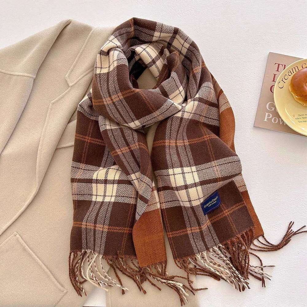 Thickened Warm Scarf Women 40*200CM Long Tassel Pashmina Shawl Faux Cashmere Warps Autumn Winter Fashion Blanket For Wen XJ260304