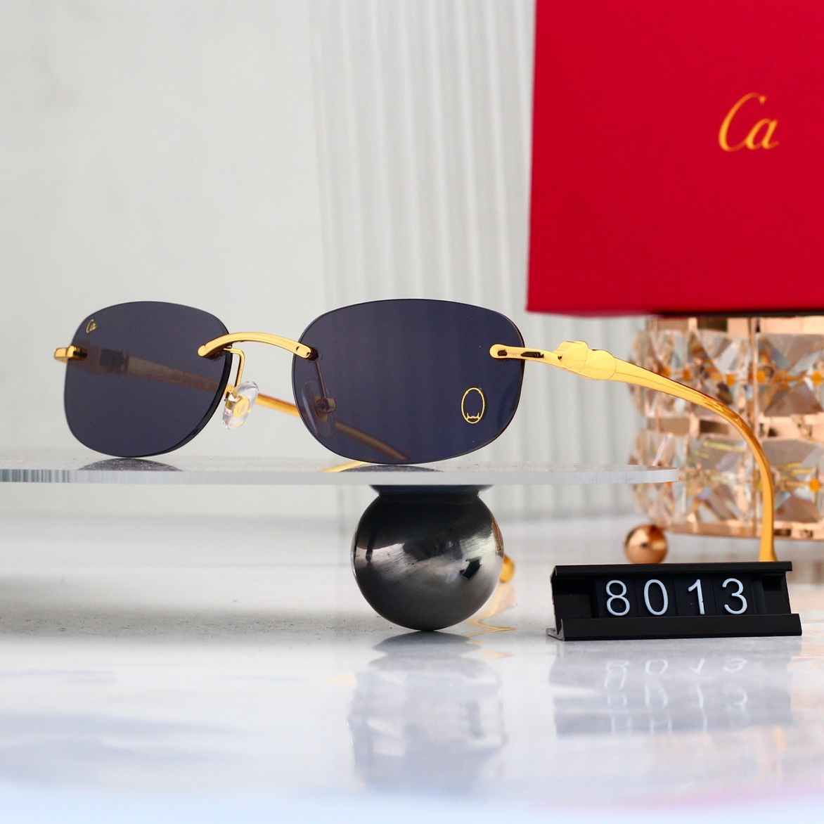 sunglasses designer sunglasses luxury sunglasses designer women fashion classic Rimless goggle glasses leopard head sunglasses UV 400 with Box