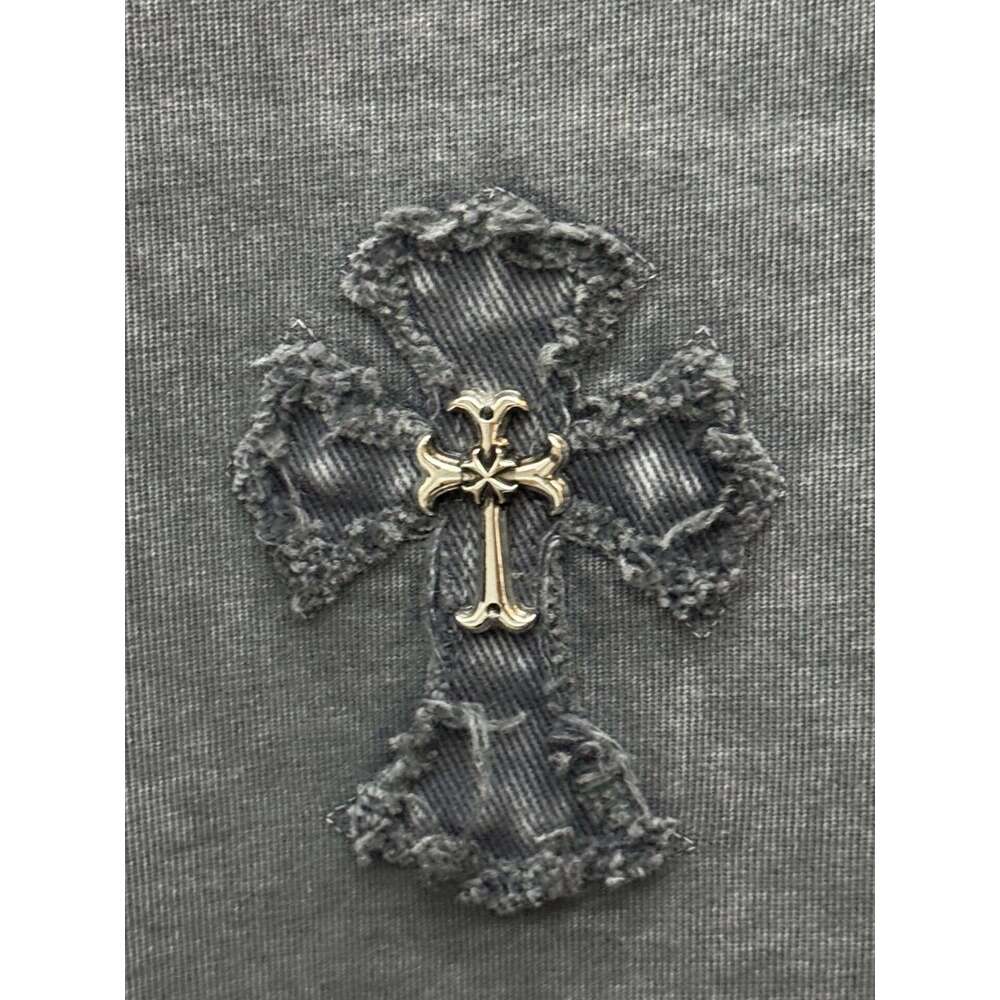 Spring New High Street CH Chrome Short-Sleeve T-Shirt With Cross Patch Embroidery, Unisex, Round Neck, American Style