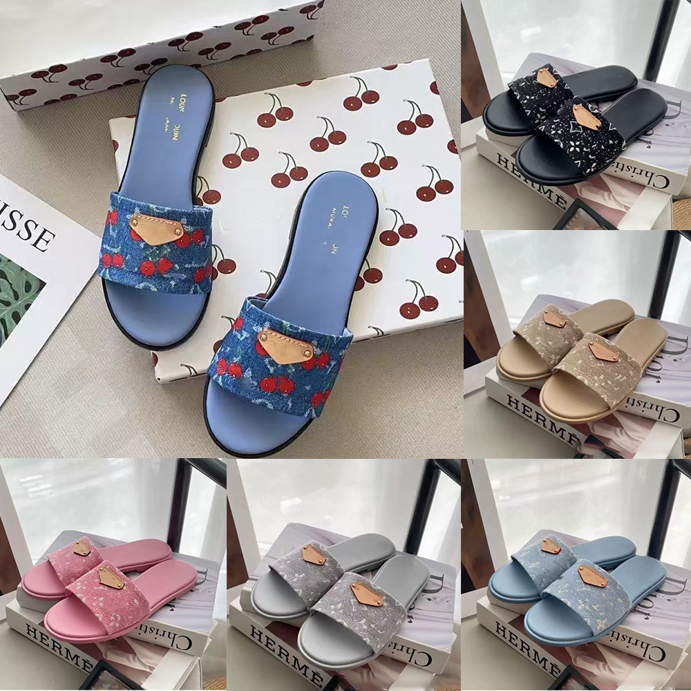 Designer Slippers sandals Lady sandal Denim Print Slide Sandals Ballet flats Retro slippers for outdoor wear 2026 summer Travel Essentials