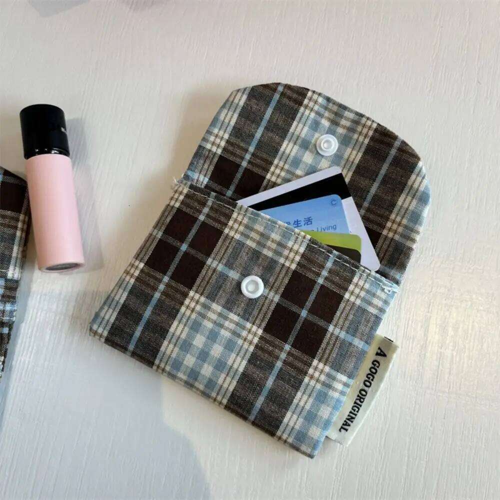 Canvas Retro Plaid Zipper Portable Mini Cash Wallet Coin Purse Multifunctional Cloth Envelope Wallets Outdoor C260304