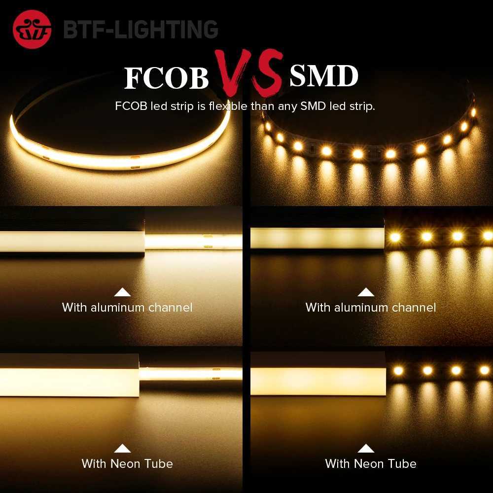 FCOB LED Strip Light 336 480 528 LED High Density Flexible FOB COB Led Light RA90 Warm Nature Cool White Linear Dimmable 12V 24V H260304