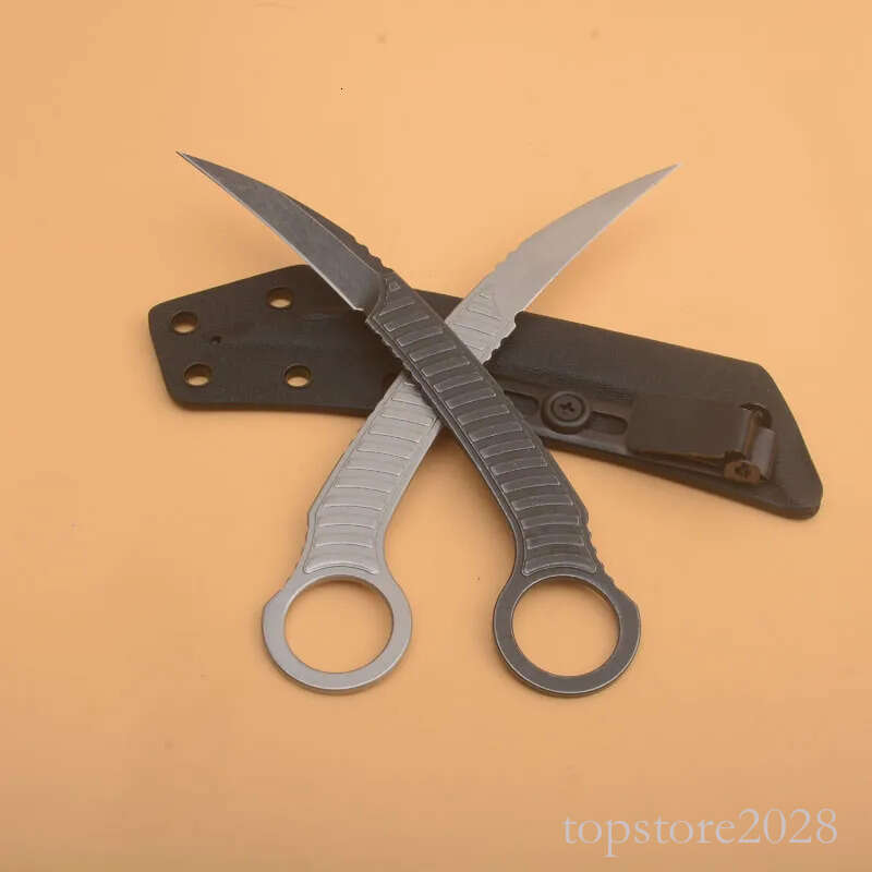 Promotion G1123 Karambit Claw Knife 8Cr13Mov White/Black Stone Wash Blade Full Tang Steel Handle Tactical Knives with Kydex