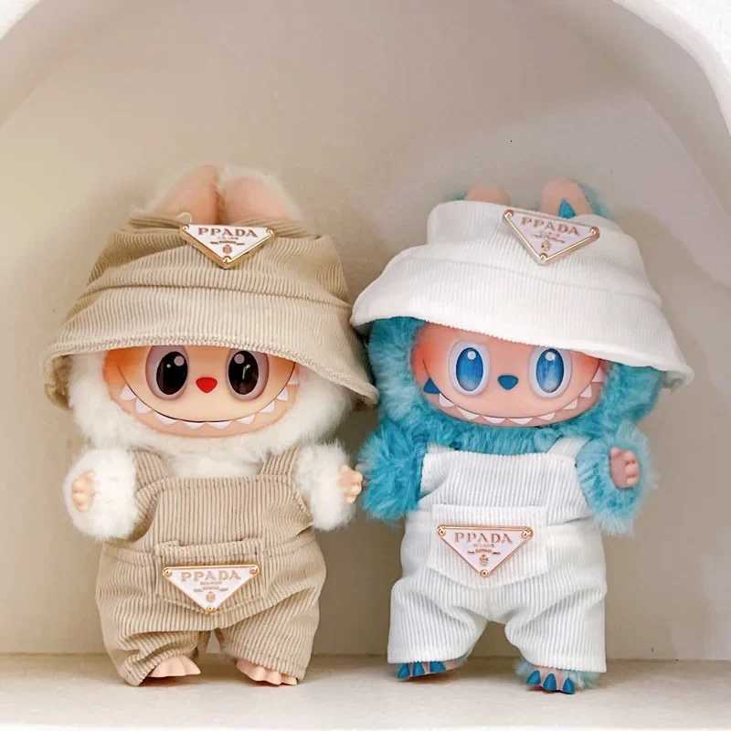 Labubu V1/V2/V3 17cm Doll Clothes - Corduroy Hat & Overalls Set, DIY Accessories, Xmas GiftT260304