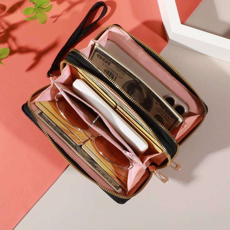 Fashionable Wallet For Women, Dual Zipper Closure, Multiple Card Slots, Large Capacity, Stylish Ladies' Coin Purse C260304