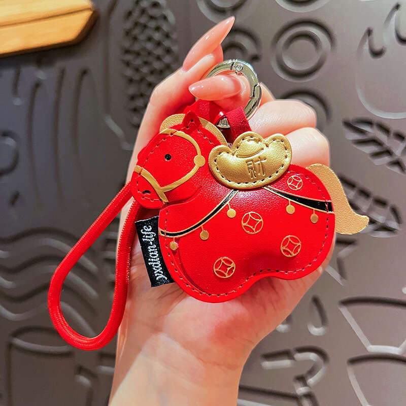 Leather Lucky Keychain Cute National Trend Zodiac Horse High-End Bag Pendant New Year Small Gift