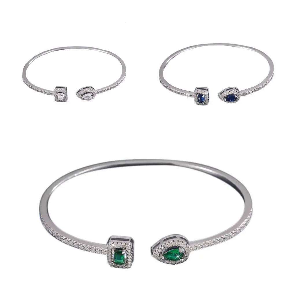 Jewelry Cubic Zirconia Cuff Bracelet Waterproof Handmade Luxury Geometry High-end Korean Style Adjustable Open Bangle XJ260303