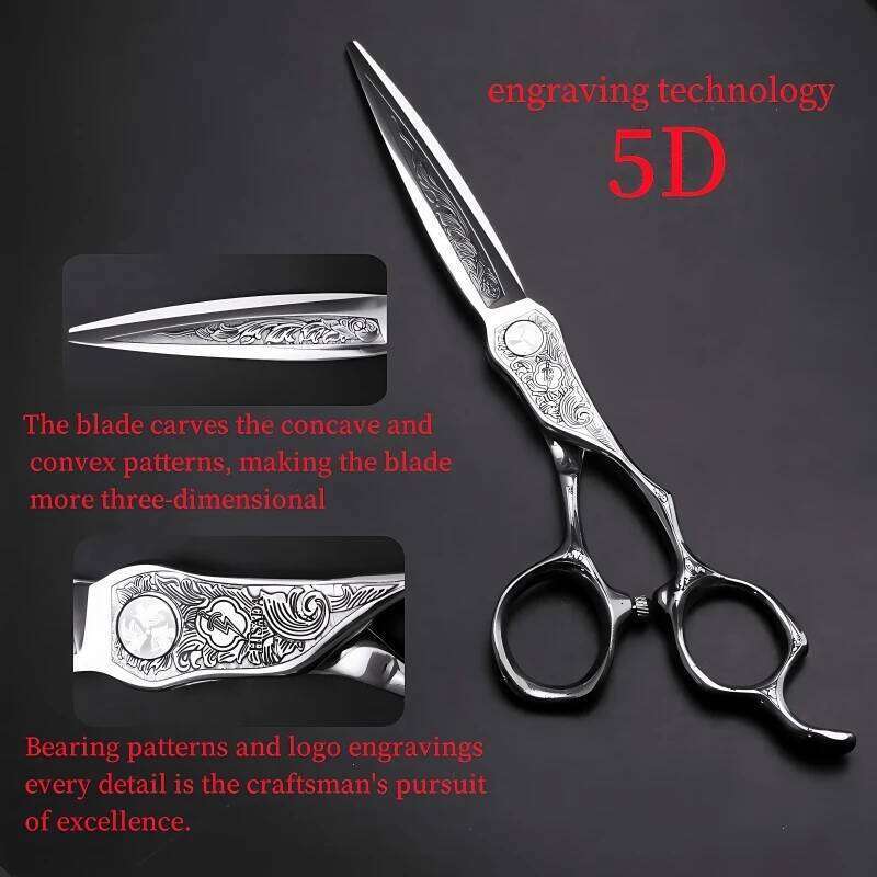 professional 6.0/6.5/7.0/inch Japanese handmade VG10 material scissors CNC laser engraving barber accessories H260303