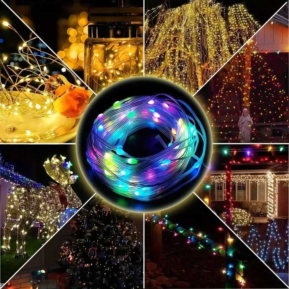 1PC 50/100/200LED USB LED String Fairy Lights RGB Sound-Activated String Lights for Home Party Wedding Bedroom Decor H260304