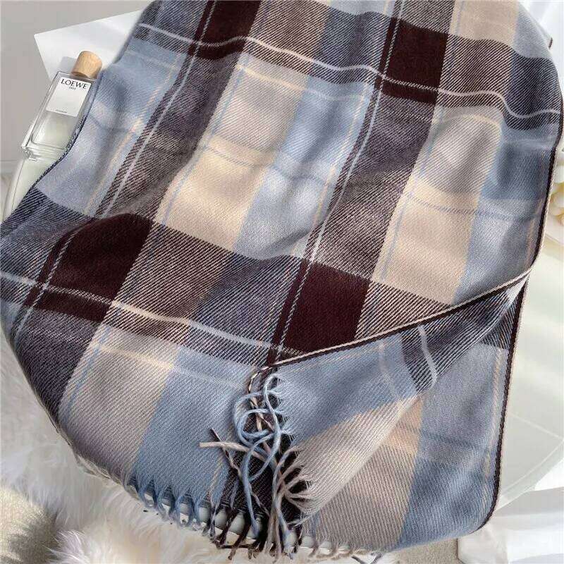 Luxury Plaid Print Warm Travel Scarf Women Cashmere Winter Pashmina With Tassel Shawl Wraps Bufanda Long Casual Echarpe New XJ260304