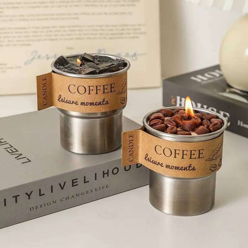 Coffee Bean Scented Candle Premium Sense Hand Atmosphere Small Gift Lasting Fragrance Simulation Modeling Cup Wax W260304