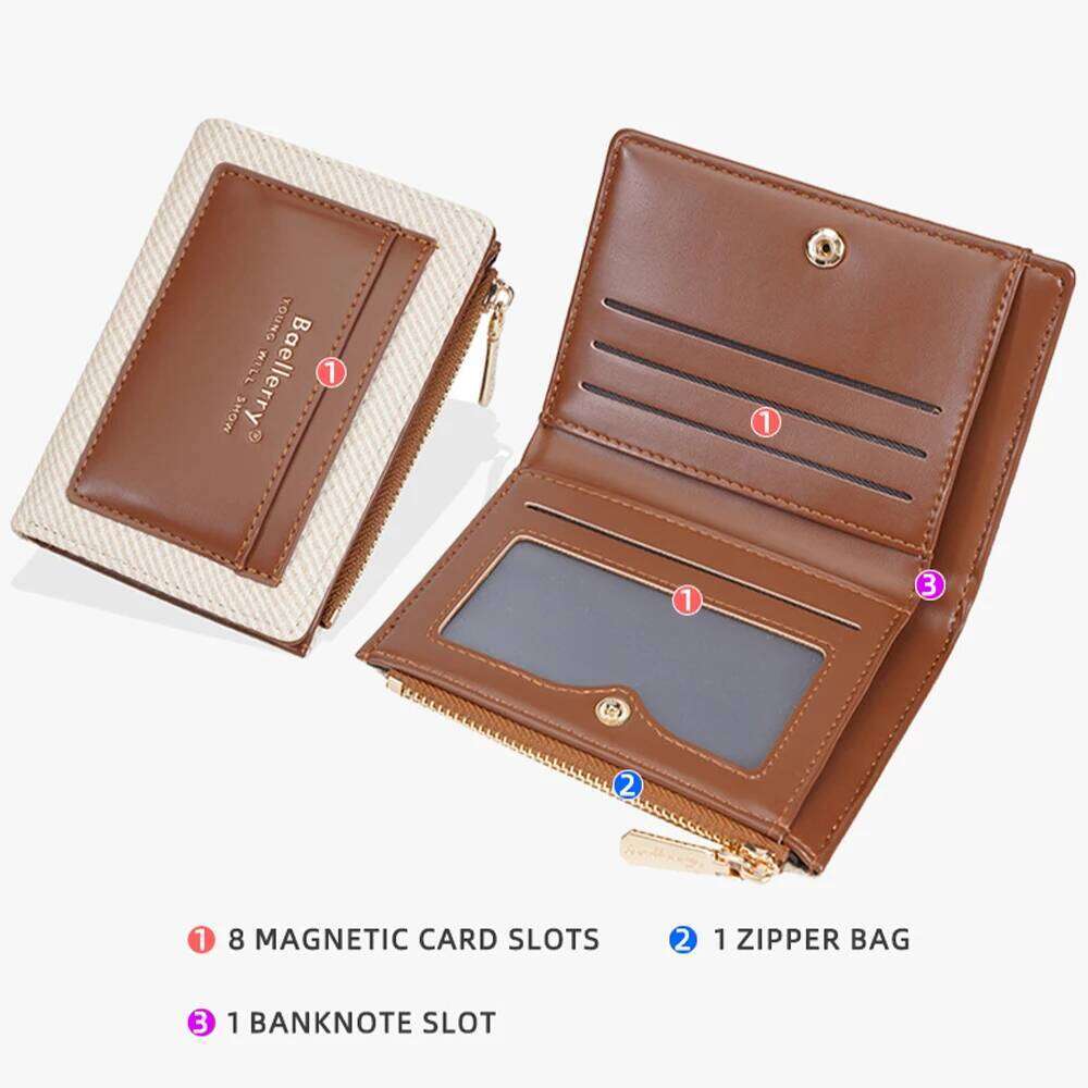 1Pcs/Baellerry Fashionable Zipper Wallet with Multiple Card Slots, Lightweight Portable, Can Hold Banknotes Coins, Suitable for Both Men and Women C26
