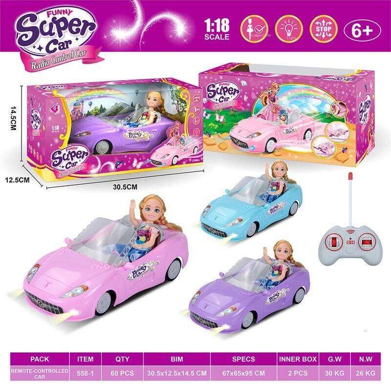 2024 New Rc 1:16 Remote Control Doll Convertible Sports Car Pink Party Girls Toys For Children Rechargeable Battery Girl Toy Z260303