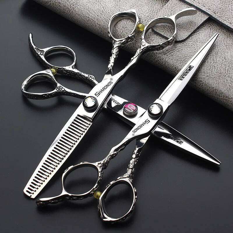 Left-handed Professional Trimming Clippers Flat Scissors, Tooth Scissors 5.5 6 Inches Hair Cutting Tools H260303