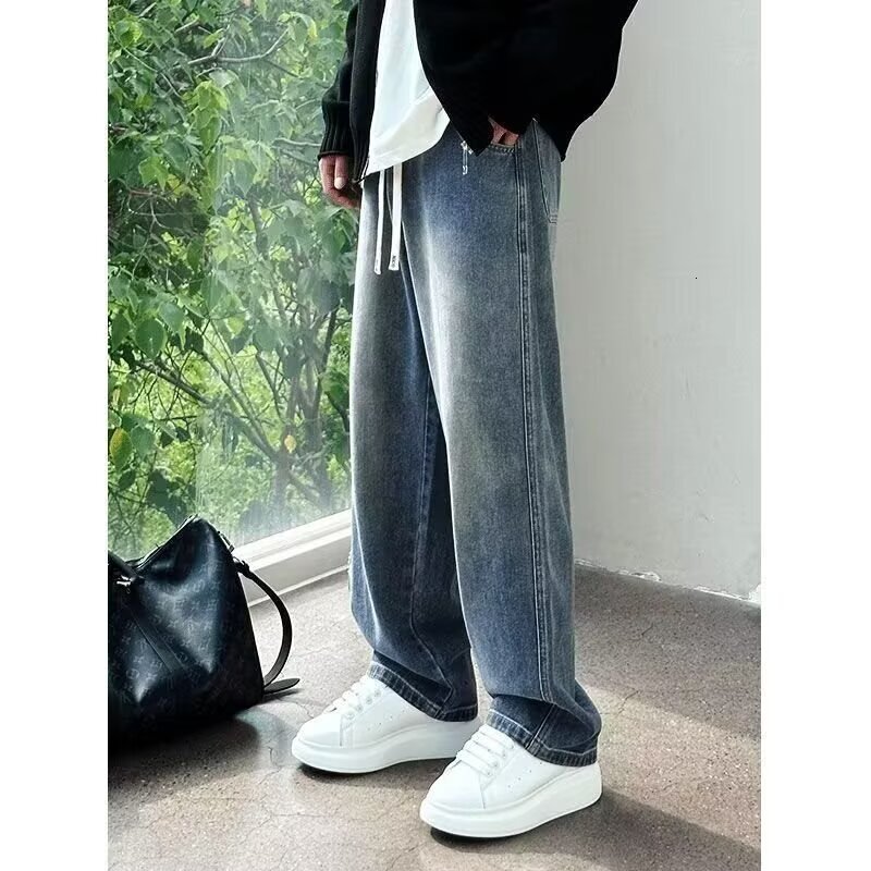Designer Pants Men's Jeans Spring Summer Straight Loose Men's Pants High Street American Style Casual Men's Trousers Vintage Distressed Casual Long Pants