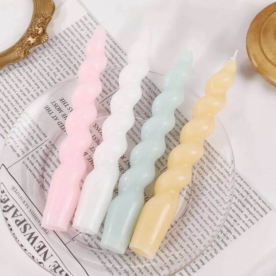 2pcs Ins Style Spiral Long Rod Aromatherapy Scented Soy Wax Candles Wedding Birthday Candle Home Decoration W260304