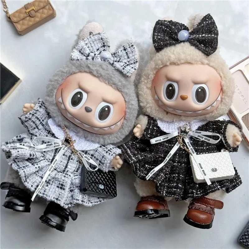 Luxury Princess Tweed Dress Set with Bow, Bag & Shoes for 15-17cm Labubu Dolls Cute Outfit AccessoriesT260304