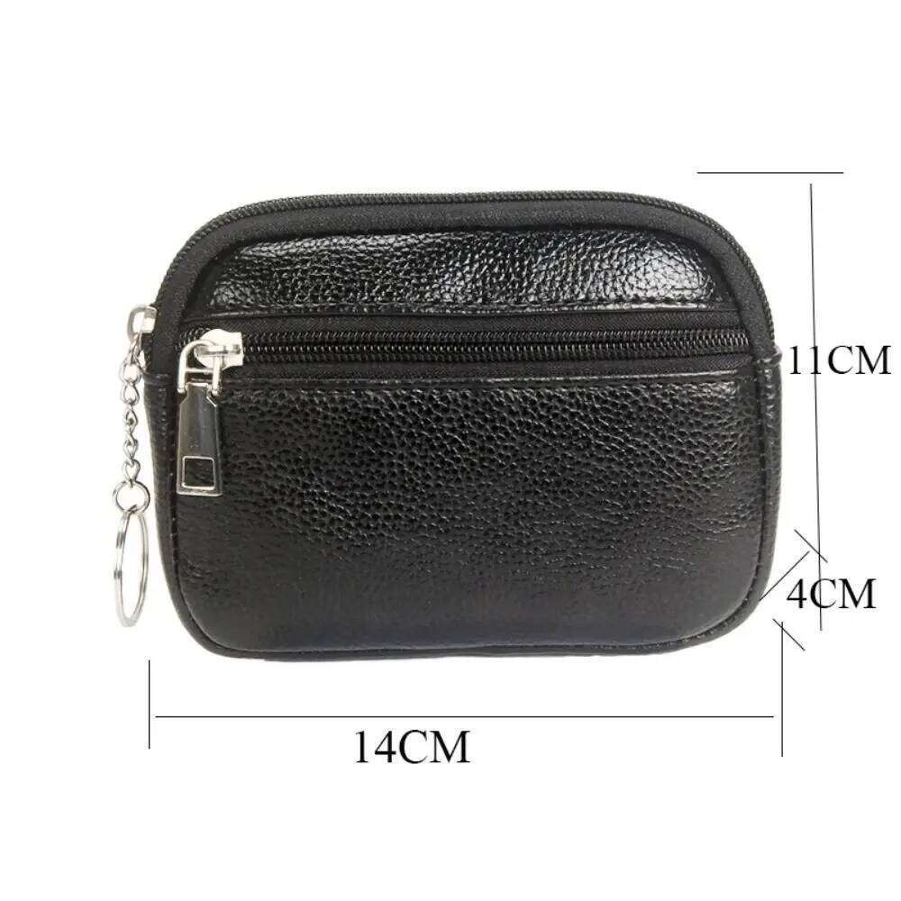 Women Mini PU Leather Female Card Holder Coin Short Wallets Small Purse Zipper Keychain Clutch Bag Wallet C260304