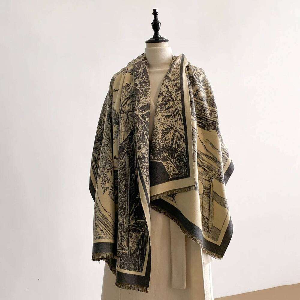 New Luxury 2-Sided Imitation Cashmere Scarf - Ultra Soft Women's Winter Thickened Jacquard Wrap Shawl with Stylish Patterns XJ260304
