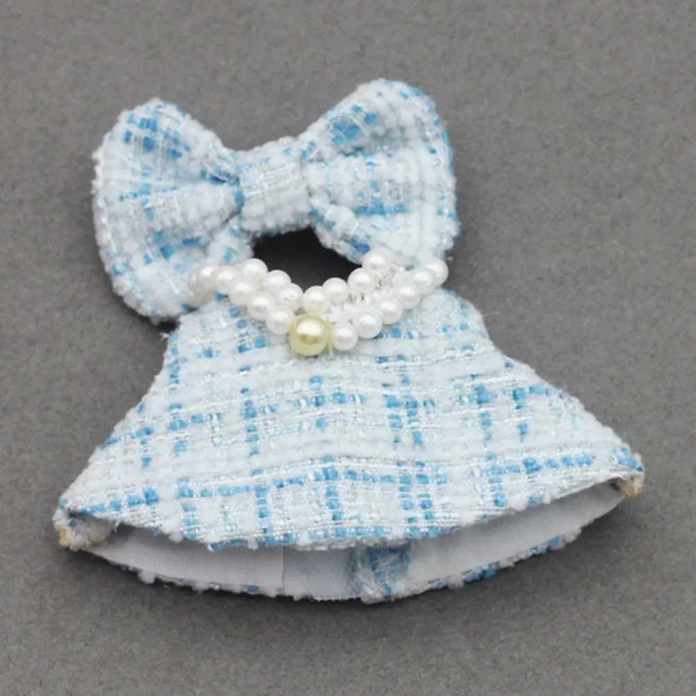 Luxury Plaid Tweed Dress Set with Bow & Pearl Necklace for 10.5cm V4 & 40cm Labubu Dolls Cute Outfit AccessoriesT260304