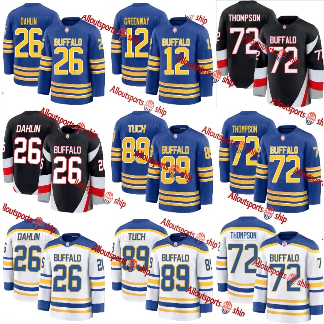 Mens Womens Youth 26 Rasmus Dahlin Hockey Jerseys Buffalo your team 21 Kyle Okposo 72 Tage Thompson 89 Alex Tuch 39 Dominik Hasek 25 Owen