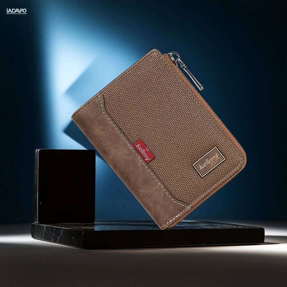 Men's RfID Blocking Wallet Full Zipper PU Leather Card Holder Multi Slot Anti - Theft Bifold Purse C260304